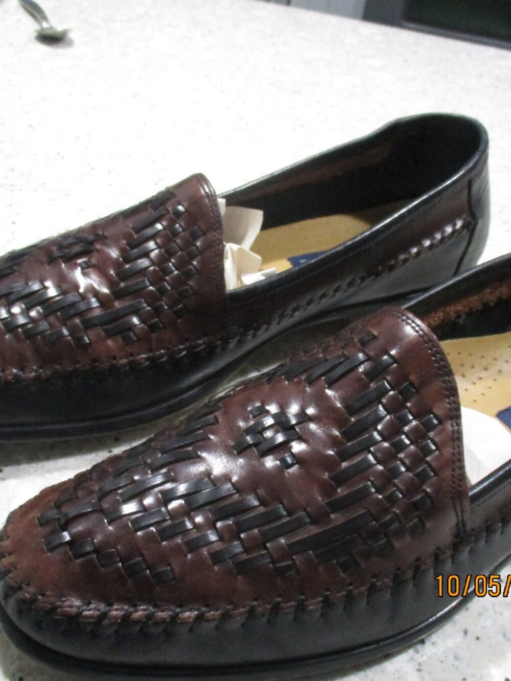 Woven leather loafers, size 12